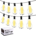 Outdoor String Lights 100FT Waterproof LED Outdoor Lights for Patio with 53 Shatterproof LED Bulbs (3 Spare),Outside Hanging Light for Party, Bistro, Gazebo, Backyard, Garden,Black Cord by Tswayflort