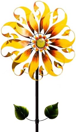 Evergreen Garden 75" H Sunflower Statement Wind Spinner Garden Décor and Accessories for Home and Yard (Spiral Sunflowerl) by EvergreenGarden