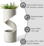 Glitzhome Outdoor Water Fountain, 31.25" H Modern Faux Terrazzo Spiral Shaped Outdoor Fountain with Pump and LED Lights,Polyresin Waterfall Fountain Water Feature for Garden, Patio, Porch Decor - Image 4