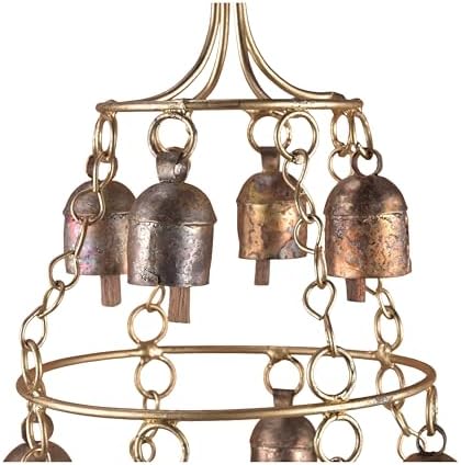 Rustic Wind Chimes for Outside – Handcrafted Tiered Bell Chandelier Chime with Deep Tone – 16” Copper Coated Bronze Finish Metal Wind Chime for Garden Decor, Porch, Yard, Patio,Outdoor Decoration - Image 4