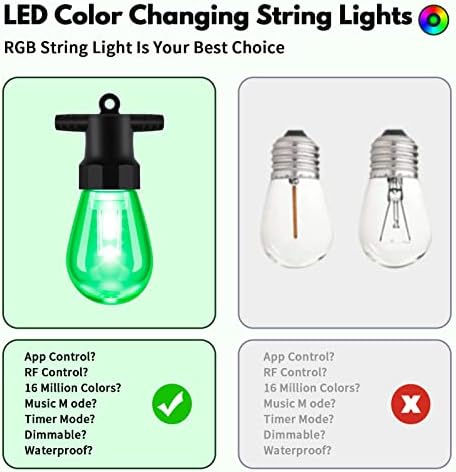 Outdoor String Lights Color Changing, 48FT Patio Lights Outdoor Waterproof - Image 5