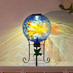 10" Diameter Solar Gazing Ball with Hummingbird Metal Stand (Blue) - Image 2