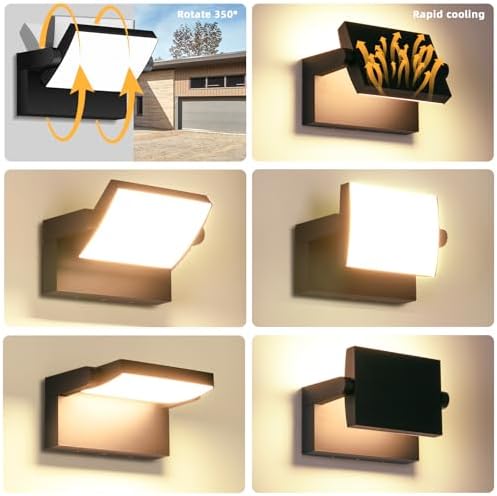 40W Outdoor LED Wall Light with 350° Rotatable Panel - Image 2