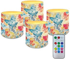 Colorful Butterfly Pattern Flameless Candles Battery Powered LED Pillar Candle Tealights Home Decoration Remote 3 x 3 Inches for Wedding Beach Party Decor, Set of 4 by Unknown