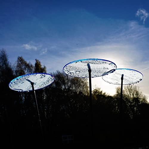 Sun Catcher Garden Decor Glowing Sun Discs Set of 3 Large Garden Stake 75cm, 29.5 inches high Indoor Outdoor Yard Accessory Gardeners Gift, Colour:Fluorescent Blue - Image 2