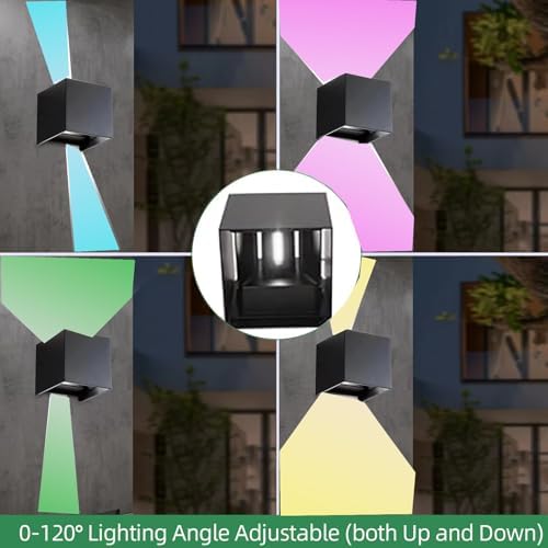 RGB Outdoor Wall Sconce Lighting Color Changing Porch Wall Lights Modern - Image 7