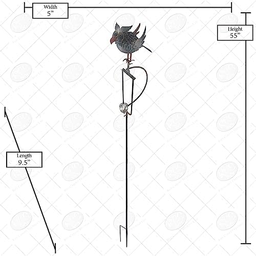 Red Carpet Studios Garden Stake Yard Art Metal and Glass Balance Rocker with 4-Prong Stake, 55" Tall, Owl - Image 4