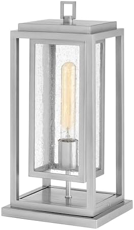 Hinkley Republic Medium 12V Outdoor Pier Mount Lantern, Satin Nickel Finish by Hinkley