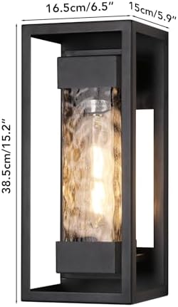 PARTPHONER Modern Outdoor Light Fixture, Exterior Wall Sconce Waterproof Porch Light, Outside Lamp for House with Water Glass for Garage Doorway - Image 3
