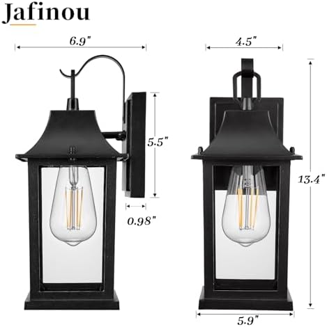 Outdoor Sconce Lights，Black 13 inch Outdoor Wall sconces，Aluminum & Tempered Glass Exterior Sconce，Waterproof Rustproof Porch Lighting for Front Door，Garage，Patio - Image 3