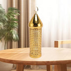 Moroccan Lantern, Handcrafted Retro Hollow Iron Gold Finish Battery Powered Wind Candle Lantern, Hanging Moroccan with Aromatic Holder for Home Decor, Outdoor (L) - Image 3