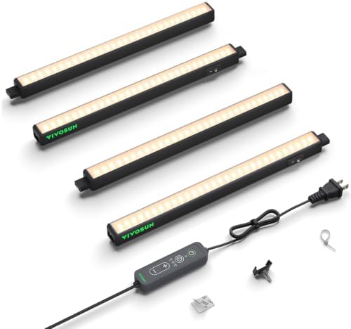 VIVOSUN T5 Grow Lights for Indoor Plants, 3000K Full Spectrum, 1FT, 4-Pack by VIVOSUN