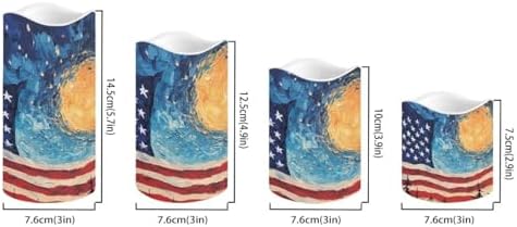 American Falg Pattern Flameless Candles LED Pillar Candles Battery Operated Candles with Remote and Timers Color Changing Electric Fake Plastic Candles Living Room Home Table Decor Set of 4 - Image 2