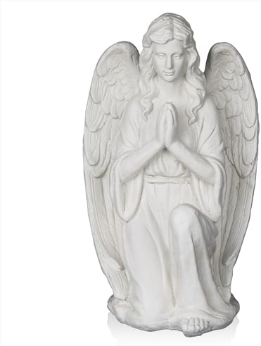 Alpine Corporation 27" Tall Indoor/Outdoor Kneel Praying Angel Statue, Tabletop Garden Decor, White by Unknown