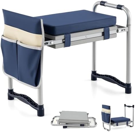 IRONMAX Garden Kneeler and Seat with 14" L×11" W EVA Kneeling Pad, Blue by IRONMAX