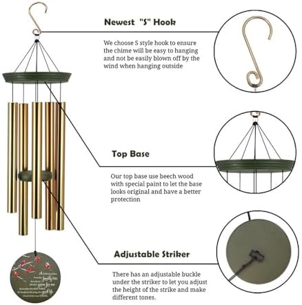 Personalized Sympathy Wind Chime, 36 Inch Memorial Wind Chimes for Outside, Cardinal Wind Chimes, Wind Chime Deep Tone for Loss of Loved One for Condolences/Funeral - Image 5