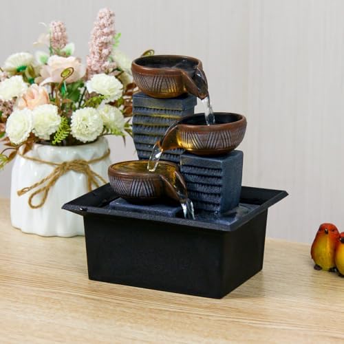 Zen-Style Stacked Bowl Tabletop Fountain, 4Th Floor Compact Circulating Water Feature,Modern and Minimalist,Suitable for Indoor and Outdoor Decor - Image 2
