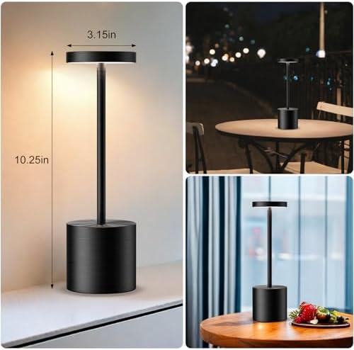 2 Pack Cordless Table Lamps Rechargeable,Battery Operated LED Table Light,5000mAh Battery Powered Dimming Weatherproof Desk Lamp for Dining Patio Restaurant Outdoor - Image 4