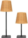 Mr.White Set of 2 Waterproof Outdoor Rechargeable Cordless Table Lamp with Wicker Shade, for Patio Restaurant Kitchen (Black) by Unknown