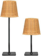 Mr.White Set of 2 Waterproof Outdoor Rechargeable Cordless Table Lamp with Wicker Shade, for Patio Restaurant Kitchen (Black) by Unknown