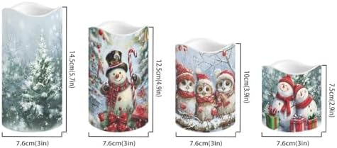 Cute Snowman Owl Flickering Flameless Candles with Remote LED Pillar Candles Battery Operated with Timer Color Changing Electric Candles for Table Christmas Decorations - Image 2