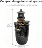 Tankana Zen Tiered Rock Water Fountain Outdoor, Stone Look Cascading Indoor Waterfall Fountains with Built-in Warm LED Lights, Japanese Tabletop Fountain for Patio Balcony Yard Meditation Decor - Image 6