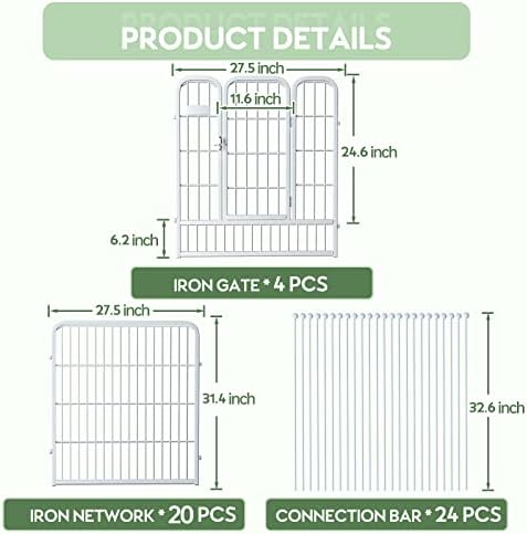 Decorative White Garden Fence 24 Pack for Pets Dogs 32in (H) x 55ft (L),Metal Wire Fencing Border Animal Barrier,Flower Bed Border for Landscape Patio Yard Outdoor, White - Image 3