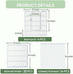 Decorative White Garden Fence 24 Pack for Pets Dogs 32in (H) x 55ft (L),Metal Wire Fencing Border Animal Barrier,Flower Bed Border for Landscape Patio Yard Outdoor, White - Image 3