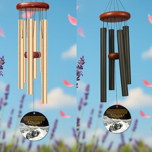 Personalized Memorial Wind Chimes for Outdoors Motorcycle Biker Tribute Final Ride Sympathy Gift Custom Name Years Hanging for Loss of Loved One Dad Husband Rider Remembrance Garden Keepsake - Image 5