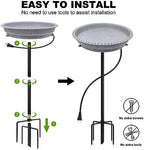 BIRD WISH Heated Bird Bath, Stable 5-Prong Metal Base Thermostat Control Weather Resistance All Seasons Available 75W Heated Bird Baths for Outdoors for Winter Garden Yard Patio Lawn, Spotted Grey - Image 7