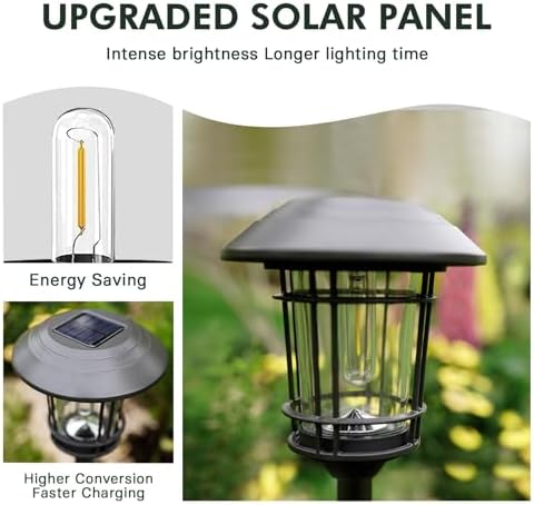 Grand patio Solar Outdoor Lights, 10 Pack, Glass Light Metal Pathway Light, Waterproof Landscape Lighting, Automatic Dusk and Dawn Sensor (Slate Gray) - Image 3