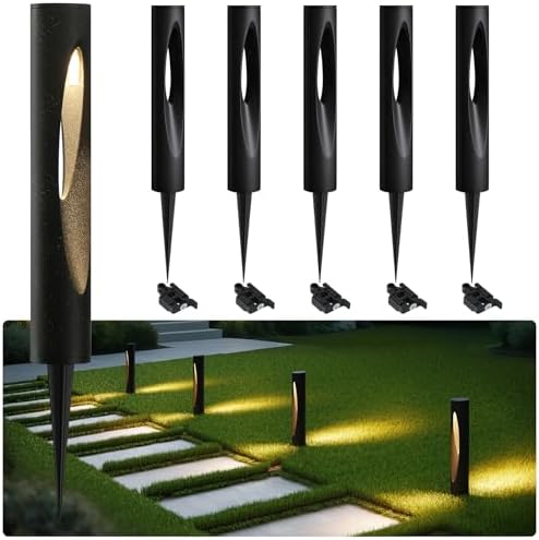 Tribesigns 6-Pack Low Voltage Landscape Lights, 4.8W LED Pathway Lights, 3000K Outdoor Landscape Lighting for Walkway, Garden, Yard UL&ETL Listed, IP65 Waterproof, 12-24V Aluminum Alloy, Black by Tribesigns