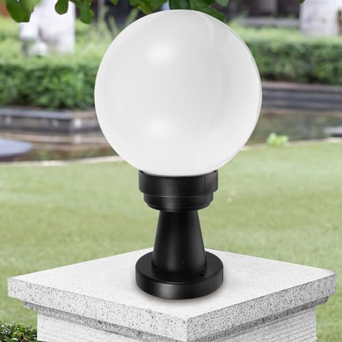 Gatuida Xmas Post Light Fixture for Fence, E27 PC White Outdoor Garden - Image 3