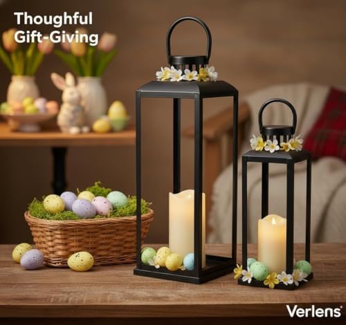 Black Lanterns Decorative Outdoor Indoor, 17" 13" Tall - Image 4
