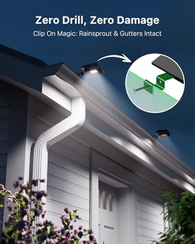 FALOVE 8 Pack Cool White Solar Powered Gutter Lights Outdoor Waterproof - Image 3