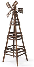 Wooden Windmill, Weather-Proof Wind Spinner, Outdoor Wind Mill for Garden Lawn Patio Decoration (Carbonized, Large) by Kshioe