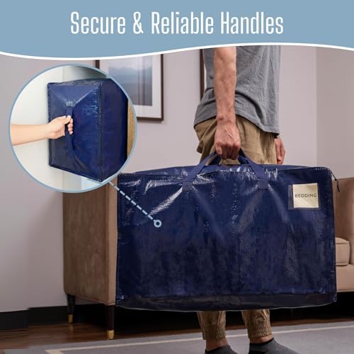 VENO 4 Pack Extra Large Heavy Duty Moving Bags with Wide Opening & Reinforced Handles, Reusable Storage Tote Bags with Strong Zippers for Clothes, College Dorm Essentials & Moving Supplies - Image 5