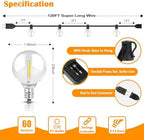 Brightever 120ft Outdoor G40 LED Globe String Lights Dimmable Waterproof Shatterproof Light Strings with 60+2 Bulbs Connectable Commercial Hanging Lights for Patio House Backyard Balcony - Image 3