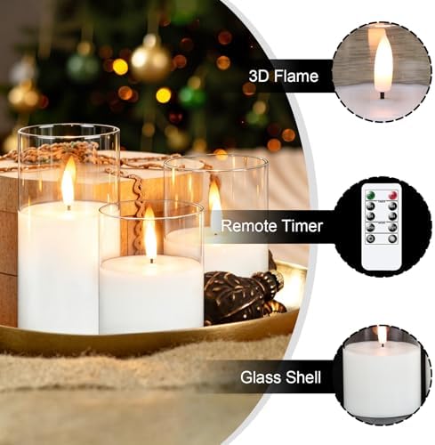 GenSwin Glass Rechargeable Flameless Candles Remote Battery Operated, Clear - Image 2
