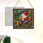 Gnome with Acorn Whistles Stained Glass Suncatcher – Square Hanging Window Panel for Home, Garden, Nursery, Halloween, Christmas, Memorial Day – Whimsical Glass Art Gift for Gnome Lovers a2mqwg - Image 4