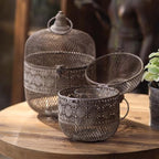 Moroccan Style Metal Mesh Candle Holder with Ring Handle - Image 6