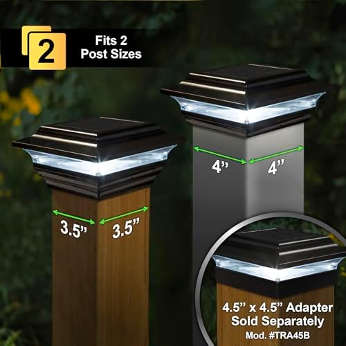Classy Caps 4x4 Imperial Solar Post Cap - Fits 3.5"x3.5" and 4"x4" Deck & Fence Posts - Black Cast Aluminum - Warm and Cool Light Modes - Image 2