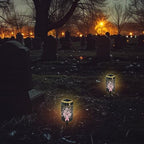 Poceacles Solar Lights Outdoor Grave Candle for Cemetery Decoration Solar Outdoor Lights for Garden Lawn Backyard Pathway Decor, Pink Ribbon Daisy Butterfly Black, Set of 6 - Image 4