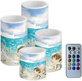 Flameless Candles with Remote Timer, Beach Starfish Coastal Decor by NETILGEN