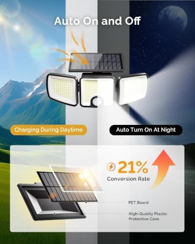 Brightown 4 Pack Solar Flood Outdoor Lights with Motion Sensor 3 Modes - Image 4
