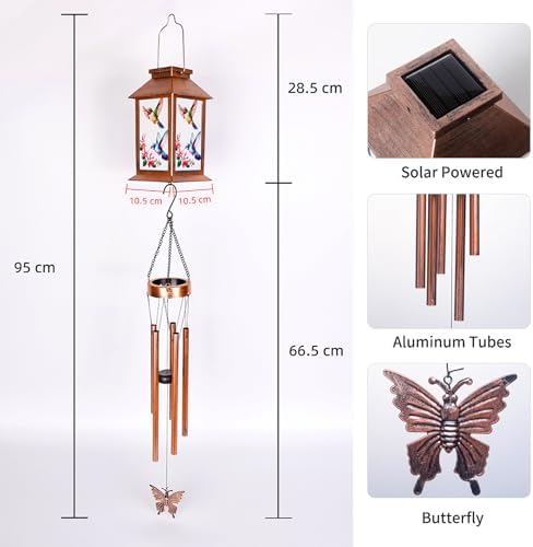 Hummingbird Lantern Wind Chimes, Solar Hummingbird Wind Chime, Gifts for Mom, Women, Grandma, Garden Courtyard Lawn Decor, Gift for Christmas and New Year, Mobiles Decorative Gifts - Image 5
