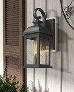 FEMILA Exterior Wall Sconce, 2 Packs Outdoor Waterproof Wall Lights Fixture, E26 Socket Wall Lantern for Porch, Anti-Rust Matte Black Finish with Seeded Glass Lampshade, 4FD54B-2PK BK - Image 5
