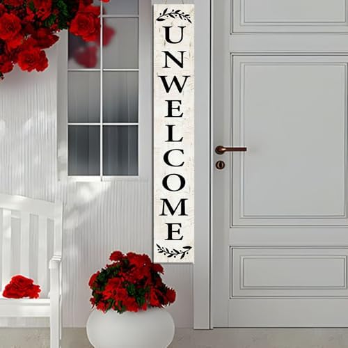 Unwelcome Porch Sign Go Away For Front Door Seasonal Welcome Wooden Plaque Hanging Outdoor Farmhouse For Spring Summer Yard Standing Decorations 8x64inch - Image 4