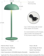 12" Cordless Table Lamps Set of 2, Green Modern Portable Desk Lamp - Image 5