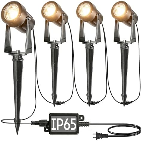 SUNTHIN 4 Pack Outdoor Landscape Lighting with Transformer, LED Spot Lights by SUNTHIN